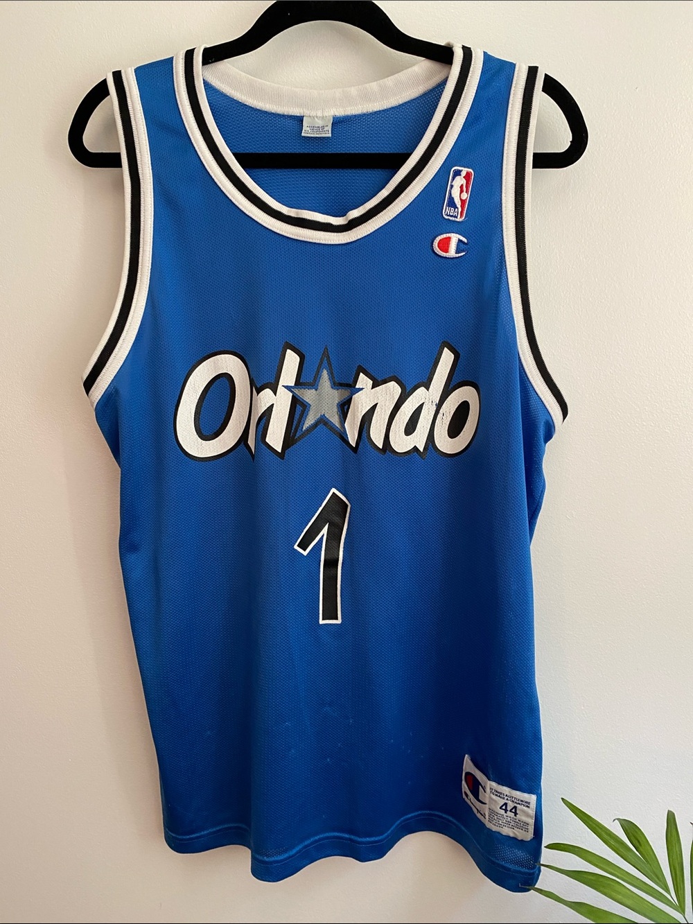 90s Champion Orlando Magic #1 Royal Blue Hardaway Basketball Jersey